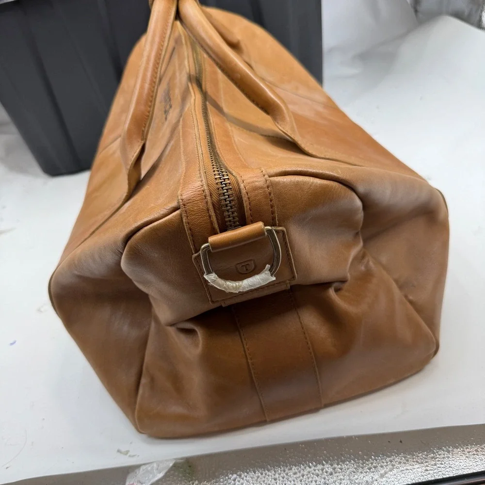 NEW Tecovas Duffle Bag Tan Brown Leather Weekend Travel Large Zip Snap